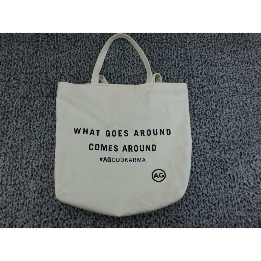 AG Adriano Goldschmied Tote Bag Unisex Large White Karma Graphic‎ Canvas